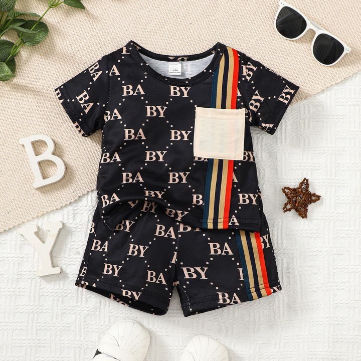 0-3%20Years%20Toddler%20Baby%20Boy%202pcs%20Clothing%20Set%20T-shirt%20Letter%20Short%20Sleeve%20Top%20with%20Shorts%20Light%20Luxury%20Style%20Photograph%20Outfit%20-%20Image%202