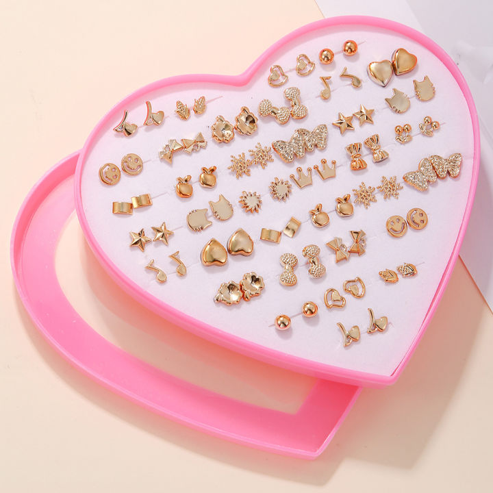 New Simple Multifarious Styles Rhinestone Stud Earrings For Girls Gold Silver Plastic Earrings