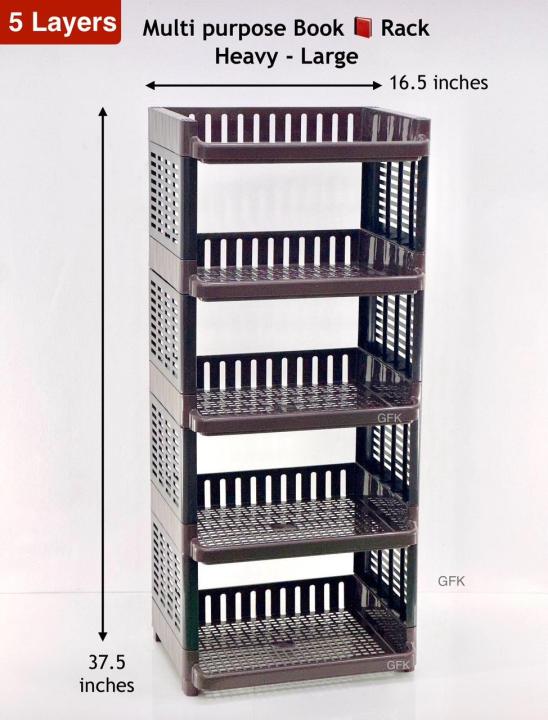 5-Layer Multipurpose Heavy-Duty Book Rack - Large Size (16.5 x 37.5 ...