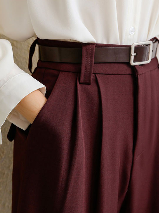 2026%20New%20Burgundy%20Suits%20Pants%20for%20Women%20Office%20Lady%20Elegant%20High%20Waist%20Wide%20Leg%20Fashion%20Trousers%20with%20Pockets%20Black%20Gray%20-%20Image%205