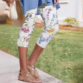 Summer leisure new digital printing slim cropped pants leggings ladies. 