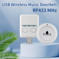 Wireless Doorbell DC 5V and RF433 MHz Pairing Remote Control 30 Ringtongs Volume Adjust Home Outdoor USB Door Bell Bed Care Call.