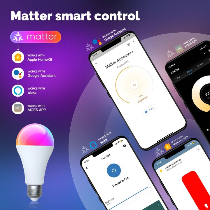 MOES%20Tuya%20MATTER%20WIFI%20Smart%20LED%20Bulb%20Dimmable%2014W%20RGB%20C+W%20E27%20Color%20Shifting%202700K-6500K%20Smart%20App%20Control%20with%20Alexa%20%20-%20Image%202