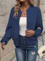 2024 Independent Cross-Border European and American New Fashionable Solid Color Zipper Jacket for Women. 