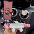 Cute Hello Kitty Girl Car Phone Holder Air Vent Mount Stable Anti-Shake Phone Stand Mini Silent Navigation Holder Car Decor .