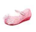 Kids Girl Bowknot Princess Sandal Children Soft Bottom High Heels Crystal Jelly Wedding Performances Party Shoe PVC Beach Sandal.