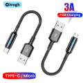 Elough 0.25M Short Cable Micro USB Type C Cable Portable Fast Charging Data Cord For Power Bank Huawei Xiaomi 3A Cabo USB C. 