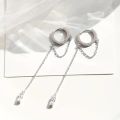 Fashionable Silvery Tassel Hoop Pendant Earrings, Exquisite Jewelry, Perfect Birthday  For Women. 