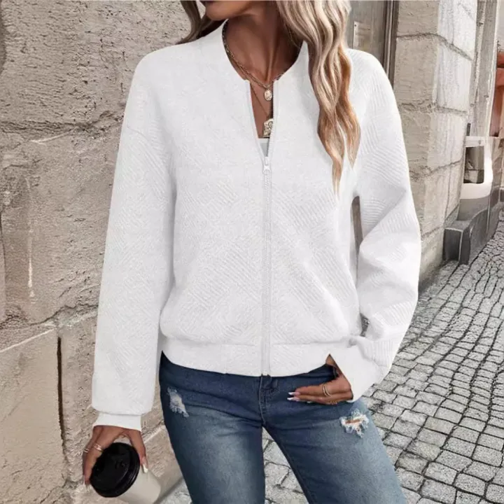 2024%20Independent%20Cross-Border%20European%20and%20American%20New%20Fashionable%20Solid%20Color%20Zipper%20Jacket%20for%20Women%20-%20Image%203