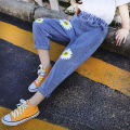 New arrival lovely daisy flower long jeans kids jeans girls jeans. 