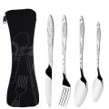 Stainless Steel Tableware Bag Washable with Zipper Cutlery Kit Case Portable Pouch For DinnerHousehold Tool Travel Camping Spoon.