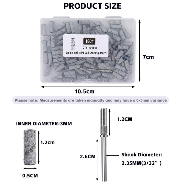 3mm%20Nail%20Sanding%20Bands-80/120/180/240%20Grit%20Mini%20Nail%20Drill%20Bit%20Electric%20Nail%20File%20Accessory%20Polishing%20Manicure%20Tool%2050/100pcs%20-%20Image%204