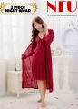 Sexy 2 Piece Silk Nighty Nightgown Women's Sleepwear Lace Trim Chemise Slip. 