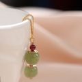 VENTFILLE Gold Color Hetian Jade Earrings for Women Green Round Jewelry Girls   Dropshipping Wholesale. 
