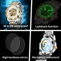 OLEVS 9901 Fashion Men's Watches Stainless Steel Hollow Out Mechanical Watch for Man Original Brand Automatic Movement Business.