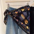 Fashion Multi-functional Floral Triangle Scarf Matching Pants Silk Satin Women's Necktie Decorative Headscarf Summer.