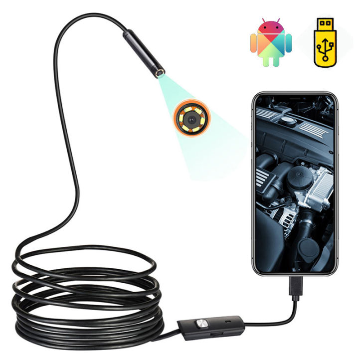 7.0mm 5.5mm Waterproof Endoscope Camera 6 LEDs Adjustable USB Android Flexible Inspection Borescope for Phone PC Dental Mirror