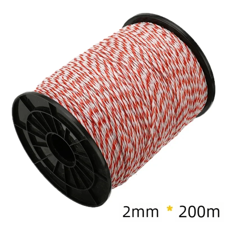 200m/500m Roll Electric Fence Rope Red White Polywire with Steel Poly ...