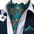 Dibangu Luxury Men's Ascot Pocket Square Cufflinks Set for Gentleman British Paisley Necktie Business Party Wedding Accessory. 