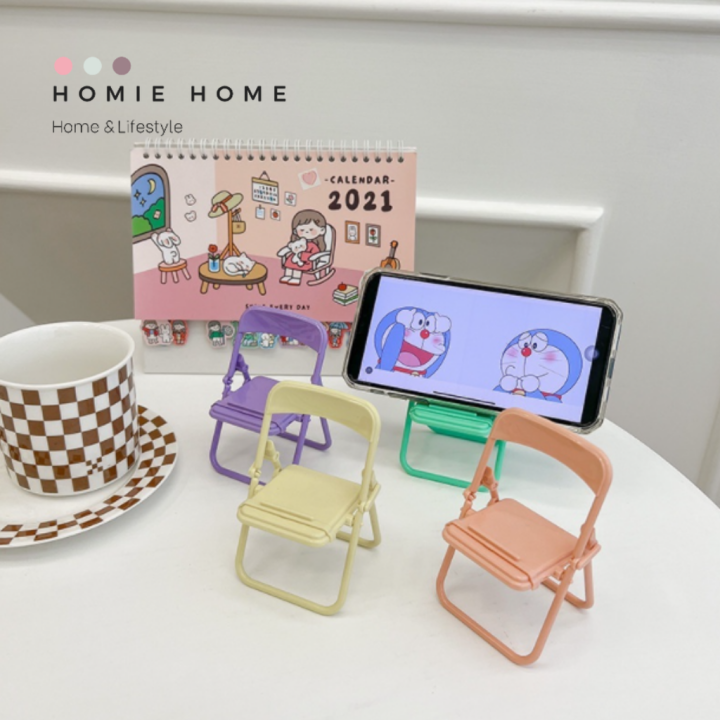 Homie home pastel mini folding chair holder stand phone holder