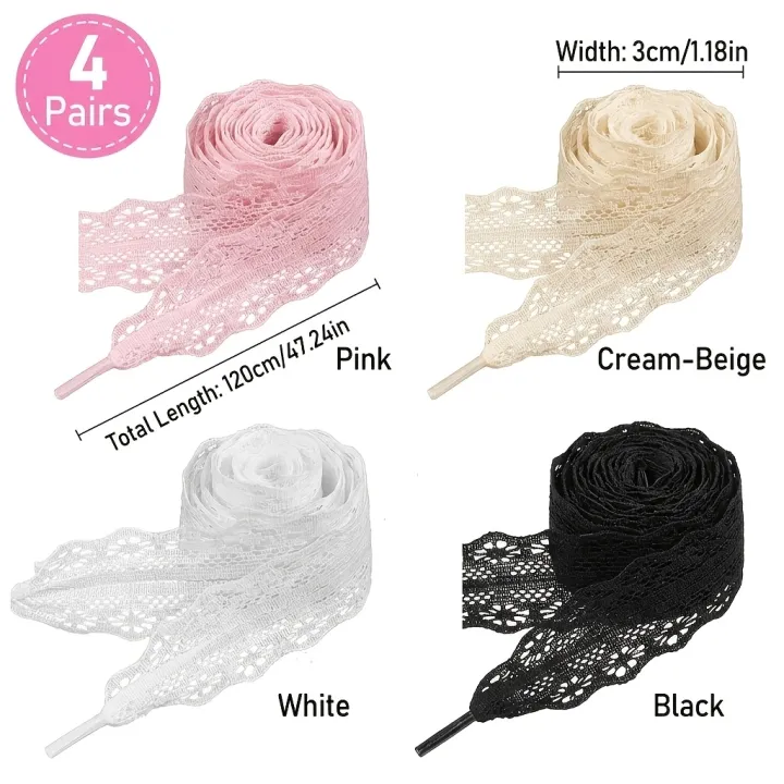 4%20Pairs%20Lace%20Trim%20Flat%20Soft%20Shoelaces%20Blooming%20Ribbon%20Lace%20Up%20Shoe%20Strings%20for%20Women%20-%20Image%205