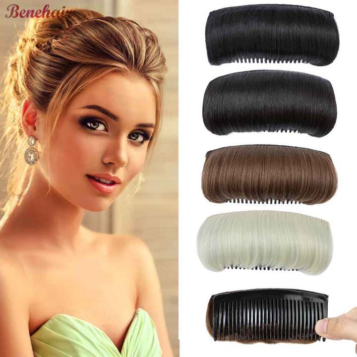 Synthetic Hair Volume Bump Inserts with Invisible False Hair Clips and Fluffy Pads Hair Bun Hairstyle Styling Tool Set for Women