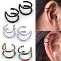 2Pcs 316L Stainless Steel Fake Ear Piercing Jewelry, Clip on Ear Cuffs Fake Lip Ring Non Piercing Labret Rings for Women Men. 