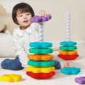 Baby Rotating Rainbow Tower Montessori Stacking Puzzle Toys Safety Early Educational Children's Toys  Birthday . 