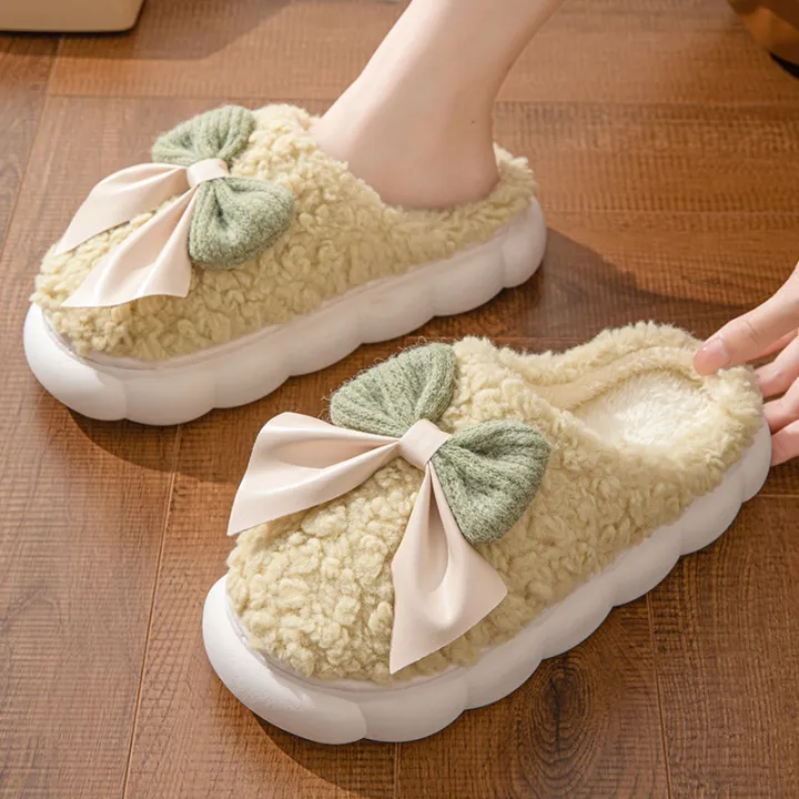 Winter%20Warm%20Fur%20Slippers%20for%20Women%20Cute%20bow%20House%20Non%20Slip%20Soft%20Shoes%20Comfort%20Flat%20Heel%20Home%20Indoor%20Bedroom%20Plush%20Slippers%20-%20Image%207