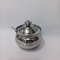 Stainless Steel Ghee pot with lid and spoon. 