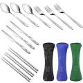 Stainless Steel Tableware Bag Washable with Zipper Cutlery Kit Case Portable Pouch For DinnerHousehold Tool Travel Camping Spoon.