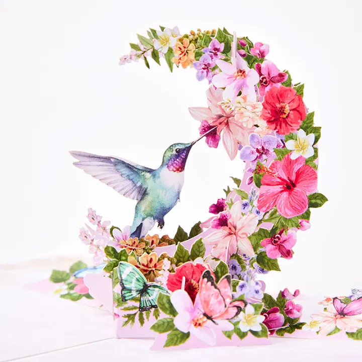 Hummingbird Red Flower 3D Greeting Card—the perfect for family, friends ...