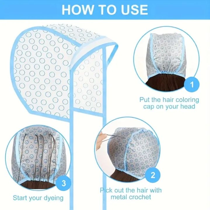 Professional%20Salon%20&%20Home%20Use%20Hair%20Highlighting%20Cap%20with%20Built-in%20Crochet%20Hook%20-%20Reusable%20Hair%20Dyeing%20cape%20-%20Image%202