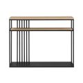 HS Fabrication: Modern Minimalist Slatted-Metal Entry Table , Wood and Metal Console Table, 36x12x30, Natural/Black,. 