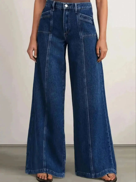 "Women%E2%80%99s%20Deep%20Blue%20Wide%20Leg%20Jeans%20-%20Stylish%20Denim%20Trousers%20for%20Comfort%20and%20Versatility%20-%20Image%207