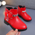 Girls Children Princess Shoes with Butterfly Knot Soft Sole High Top Studded Boots Kids Casual PU Leather Boots Pure Color Shoes. 
