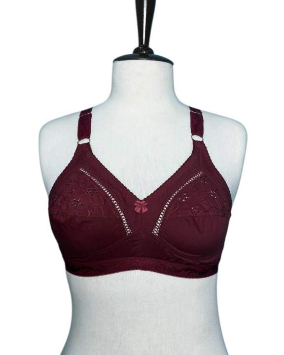 Soft Cotton Embroided Bra For Women With Support Belt, Fancy Cotton Brazier