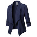 Women Solid Folds PU Leather Button Turn Down Collar Bodycon Working Black Blouse Tops. 