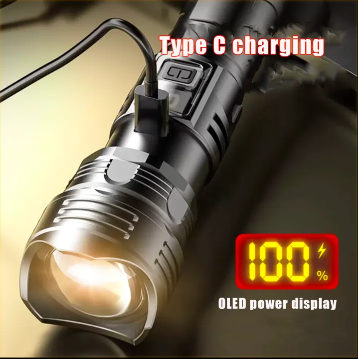 New%20Outdoor%20Strong%20Light%20Led%20Zoom%20Flashlights%20White%20Laser%20High%20Power%20Ultra%20Long%20Range%20Torch%20Rechargeable%20OLED%20Display%20Flashlight%20-%20Image%204