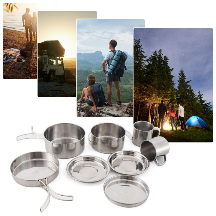 8pcs/Set%20Camping%20Cookware%20Mess%20Kit%20Stainless%20Steel%20Cooking%20Pot%20and%20Pan%20Set%20with%20Plates%20Cups%20for%20Outdoor%20Hiking%20Backpacking%20-%20Image%203