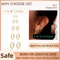 5 Pairs 14K Gold Plated Huggie Hoop Earrings for Women Men Small Hoops, Everyday Jewelry Multiple Piercing Stack Set.