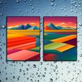 2 Digital Painting Stickers Size 5x7- 8x12 inch Landscape wall Art Adhesive Stickers Sticky Posters without Frame For you home office wall decoration Nadir Trader. 