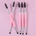 5PCS Multi-functional Pink Double-headed Mascara Brush, Eyebrow Brush, Beginner's Eye Makeup Tool Mascara Curl Makeup Brush.