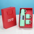 🎁 *New Shape Vacuum Flask Bottle with 3 Cups and Gift Box* 
Random color. 