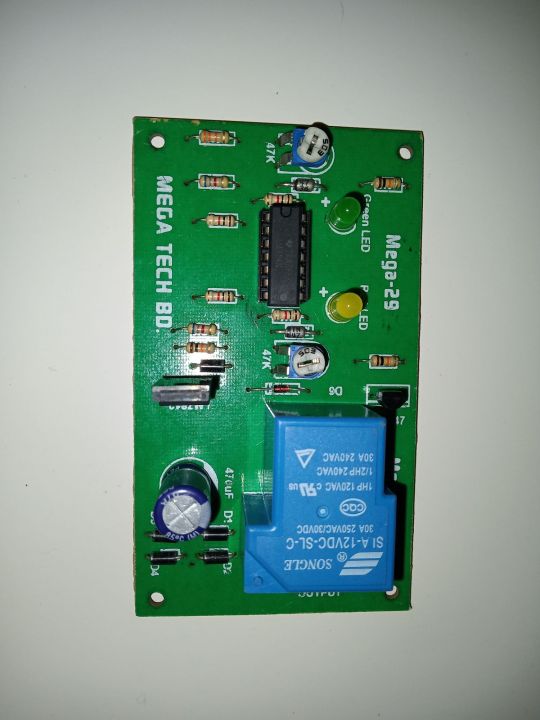 High low voltage protection circuit with one 30 ampere relay.