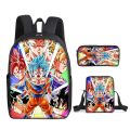 3PC-SET 3D Animation Peripheral Dragon Ball School Bag, Three-piece Backpack for Primary and Secondary School Students. 