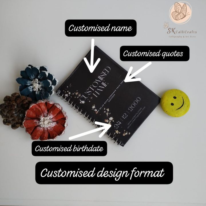 Customised black diary/ Black diary/ Friends gifts diary/ Black journal
