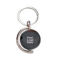 Half Moon Metal keychain with name logo printing beautifully customizable. Round Moon Keychain.  Keyring. 