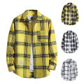 2024 New Fashion Loose Mens Plaid Shirt Fresh College Style Design Blouses And Tops Long Sleeve Casual  Checked Clothes. 