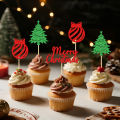 YOMDID 24Pcs Christmas Cake Decorations Holiday Cupcake Toppers for Christmas Cake Toppers Glitter Christmas Decorations. 